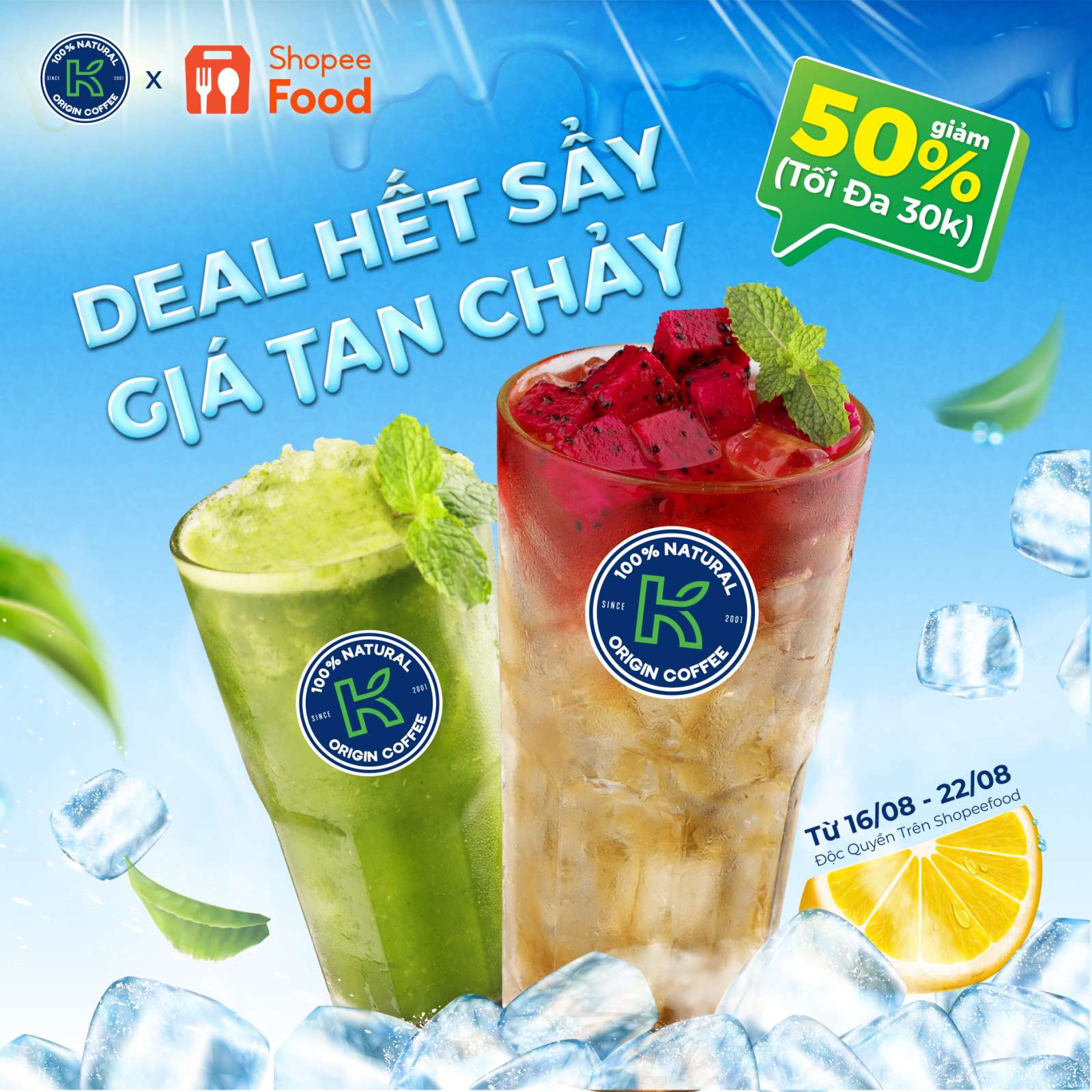 ĐẶT K COFFEE TRÊN SHOPEEFOOD NHẬN MÃ GIẢM 50% 
Mã giảm nằm trong Bộ Sưu Tập "Vạn Món Giá Hời Deal giảm 30K 
 ĐẶT K COFFEE TRÊN SHOPEEFOOD NHẬN MÃ GIẢM 50% 
Mã giảm nằm trong Bộ Sưu Tập "Vạn Món Giá Hời Deal giảm 30K